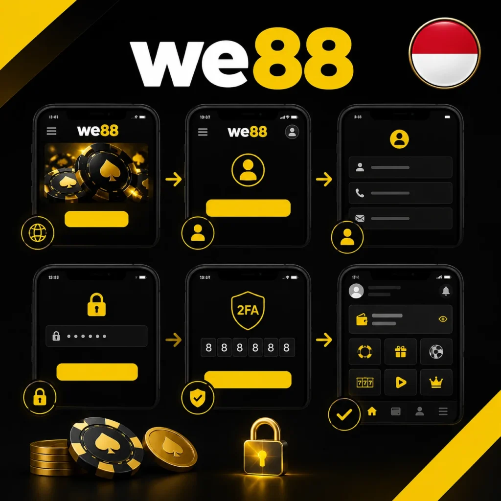 We88 login with secure account access, Indonesia flag and official logo.